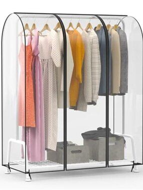 Clear Garment Rack Cover Zipper Clothes Storage Dust Protector Closet Cover